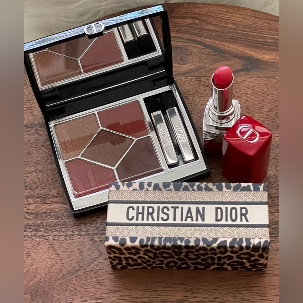 Dior Eyeshadow Palette #683 Rouge Saga and Ultra Rouge 999 lipstick/holder